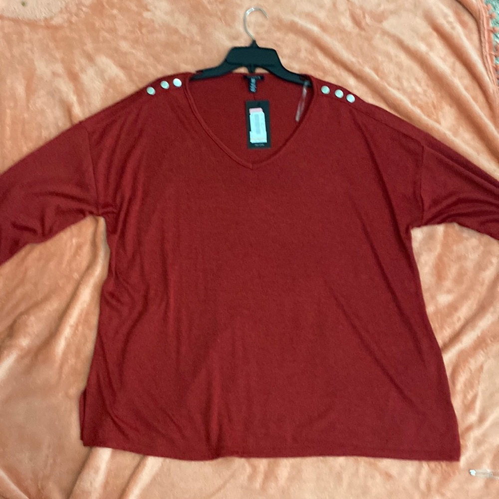 Red Heather 3/4 sleeve top by Jones New York Size 2X New with tags